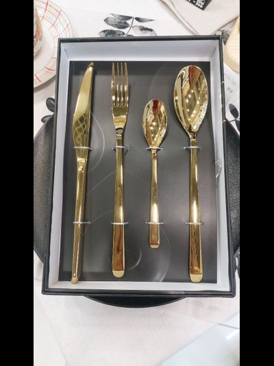 Набор столовых приборов, 4 предмета, золото