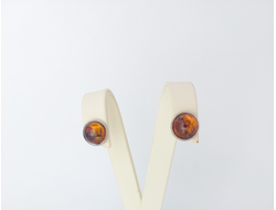 Серьги-гвоздики с медовым янтарем