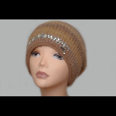 Шапка носок женская с помпоном Vizio Италия 5872 светло - коричневая