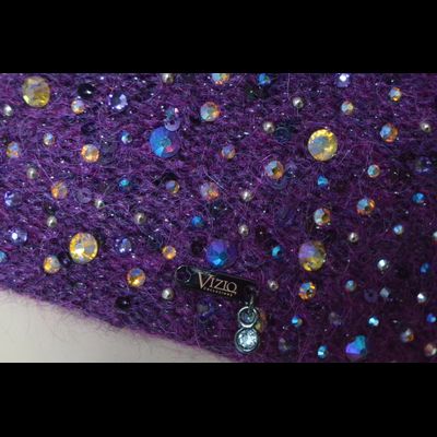 Вязаная шапка стразы Сваровски Vizio Италия 6917 CL фуксия