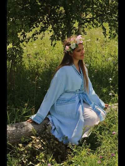 Халат для бани из льна ручного ткачества "Уют"