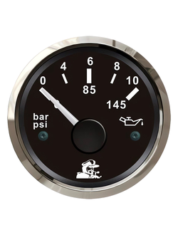 Указатель давления масла, Мореман 0-10 Bar, черный циферблат