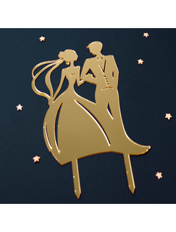 Топпер силуэт  "Молодожены" золото 11*17 см