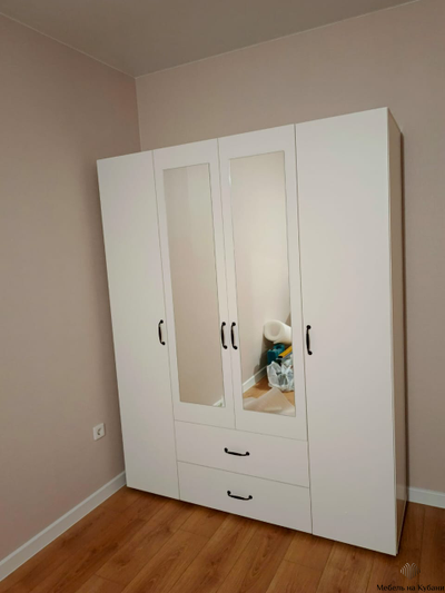 Эва ШК-020 шкаф 4х створчатый Белый (Улучшенная фурнитура)