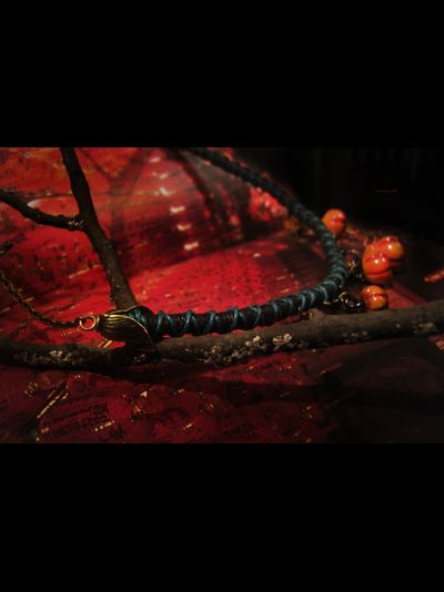 "Время Самайна", комплект украшений (серьги и колье) с тыквами к Хэллоуину