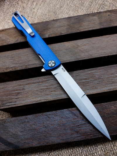 Складной нож Single EVO. Клинок копье. Сталь AUS 10, рукоять G10, цвет синий