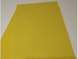 Глиттерный фоамиран, цвет желтый, 20*30 см, толщина 2 мм