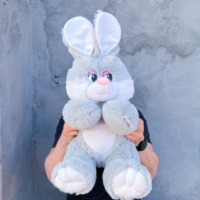 Плюшевый заяц 75 см серый