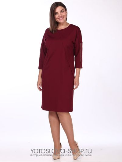 Модель: 1755. Платье из трикотажа в бордовых тонах с кулиской на спинке.