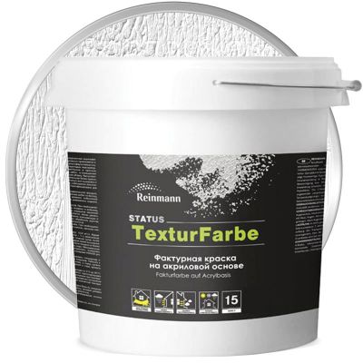 Краска фактурная для наружных и внутренних работ REINMANN Status TexturFarbe Белая база А 15 л