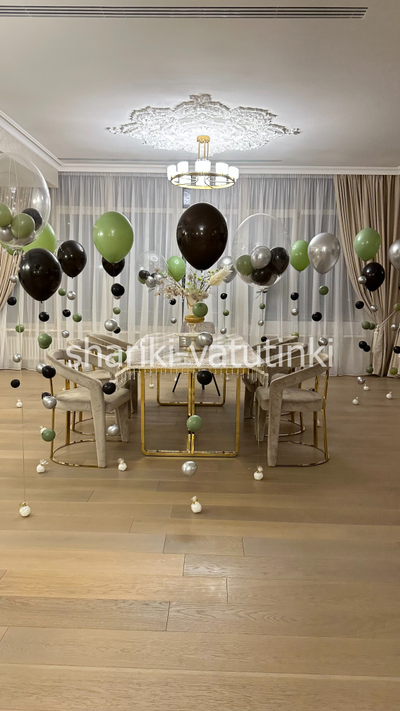 Оформление комнаты воздушными шарами цепочками с пузырями (50шт)