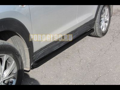 Защита порогов d76 труба черная для SsangYong REXTON (2010-2013)