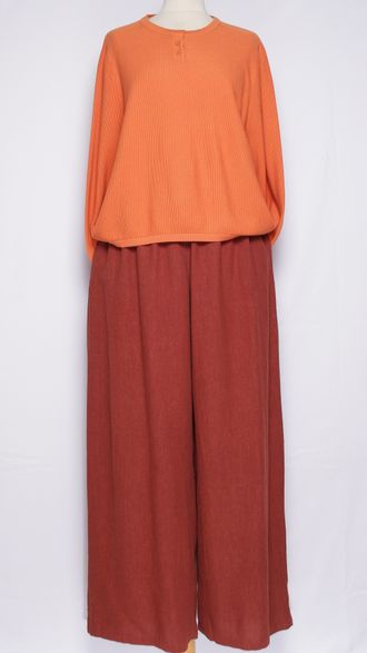 Брюки "Широкие палаццо крапива" терракот, мокко р.48-54