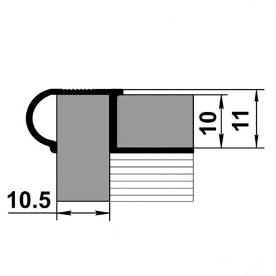 Профиль окантовочный для ступеней из плитки Лука ПУ 08.2700.01л Серебро матовое