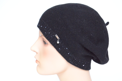 Черный кашемировый берет женский Vizio Италия 9000 В