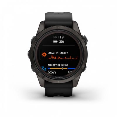 Умные часы Garmin Fenix 7S PRO Sapphire Solar титановый угольно-серый DLC с силиконовым ремешком