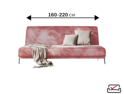 Чехол на 3х местный диван Без подлокотников, диван-книжку, диван Клик-кляк   Велюр Пыльная роза. Россия