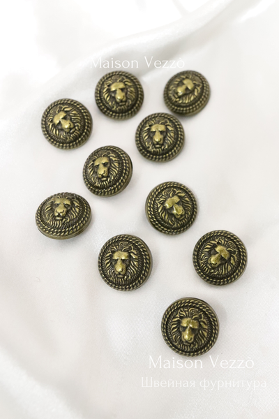 Металические пуговицы Львы Balmain, 20 мм. 50 шт. Р-0001000, Цвет: античная бронза