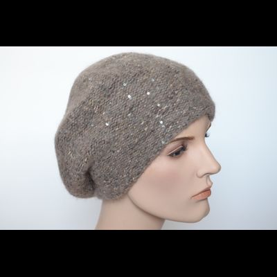 Ореховый меланжевый берет с пайетками Vizio Италия 6926