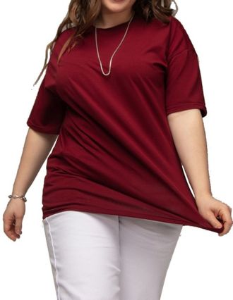 Женская свободная футболка БОЛЬШОГО размера Арт. 1439522-52 (цвет бордо) Размеры 54-80