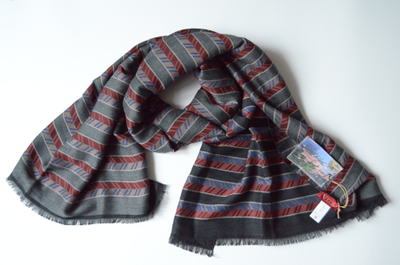 Двухсторонний шарф платок черный с бордовым Vizio Италия F 3