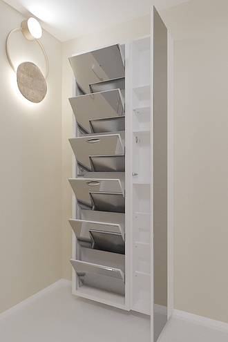 Обувница Айрон-6 Дуэт (фасад Зеркало)