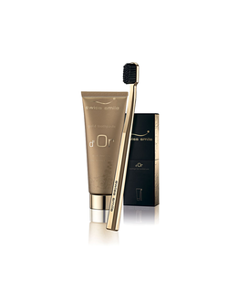 НАБОР D’OR «SWISS SMILE» ИЗ ГЕЛЕОБРАЗНОЙ ЗУБНОЙ ПАСТЫ И ПОЗОЛОЧЕННОЙ ЗУБНОЙ ЩЕТКИ