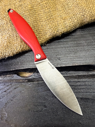 Фрикционный складной нож Канадец Малый сталь AUS10Со, рукоять G10 красный
