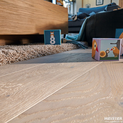 Паркетная доска Meister PD 200 Дуб рустик Беленый 8489 в интерьере