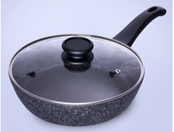 Сотейник литой алюминий, 28/26/24 см, с крышкой