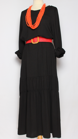 ПЛАТЬЕ "Оборка" ТРИКОТАЖНОЕ чёрное