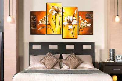 Модульная картина "Лилии в саду"