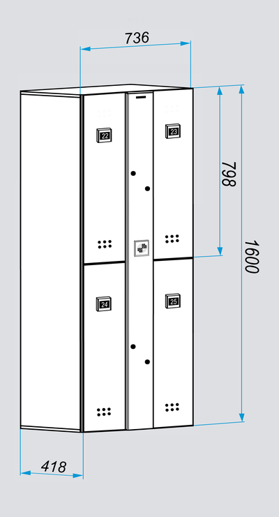 Блоки шкафов-локеров серии «LS 04A» Детские блоки из четырех шкафов - локеров для персонального использования