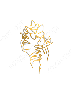 Топпер акриловый «Силуэт девушка-весна" золотой