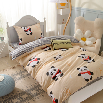 Комплект детского постельного белья на резинке Сатин Люкс KIDS Panda 100% хлопок CDKR022