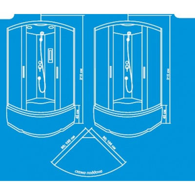 Душевая кабина Водный Мир ВМ-3014, Высокий поддон, задние стекла белая, передние стекла матовые, 100x100x215 см.