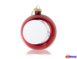 Новогодний шар для сублимации, красный, D80 мм вставка под сублимацию D50 мм