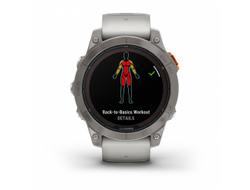 Умные часы Garmin Fenix 7 Pro Sapphire Solar титановый серый с серо-оранжевым ремешком 010-02777-20