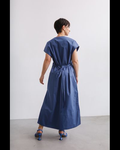 Платье летнее из плотного итальянского хлопка (небесный)