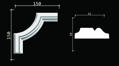 Угловой элемент DECOR-DIZAYN C1-DD603 к молдингу DD603, из дюрополимера, под покраску, 4шт
