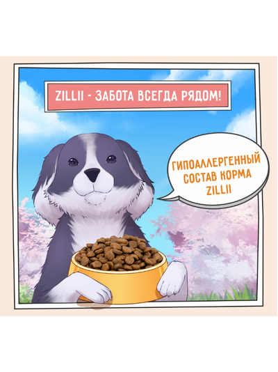 ZILLII Adult Dog Small Breed Sensitive Digestion Сухой корм для взрослых собак мелких пород с чувствительным пищеварением  Белая Рыба с Лососем 0.8 кг