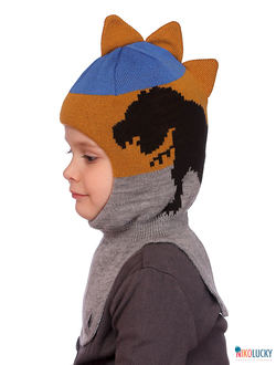 Шапка-шлем 20101-09 темно-серый, ярко-синий, горчица р.50-52