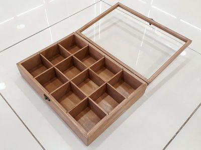 Коробка 12 ячеек, для коллекции камней и минералов, цвет &quot;Мокко&quot;, крышка со стеклом (32*23*6 см, 1100 г) №26675