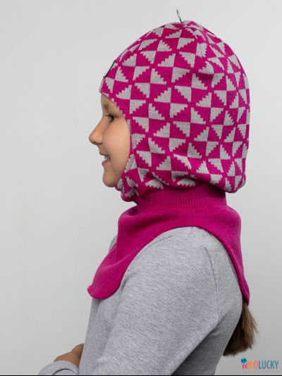Шапка-шлем "Бантики" 20201-07, цвет малиновый, серый, р. 48-50