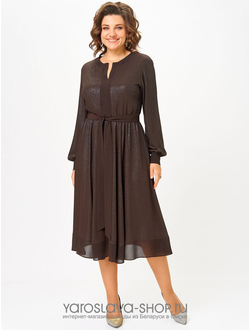 Модель:2909.Женское нарядное шифоновое платье в коричневом цвете