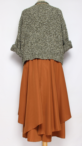 ЮБКА-БРЮКИ ВИСКОЗА "ЛЕПЕСТКИ" горчичная до р.52