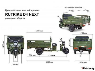 Электротрицикл Rutrike D4 Next 1800 60V1200W синий