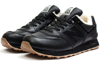 New Balance 574 Черные/Мех (35-46) Арт: 058М