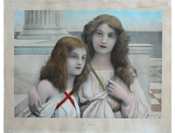 "Сёстры" литография, акварель Henry Ryland / Raphael Tuck&Sons 1906 год