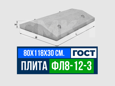 Фундаментная плита ФЛ 8-12-3 ГОСТ 13580-85